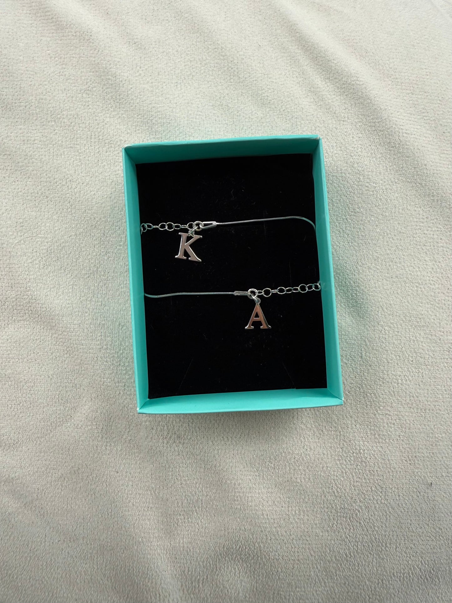 925 Gümüş | Harfli Çift Bilekliği (2 Adet)