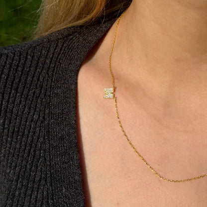 925 Gümüş | Yan Harf Kolye