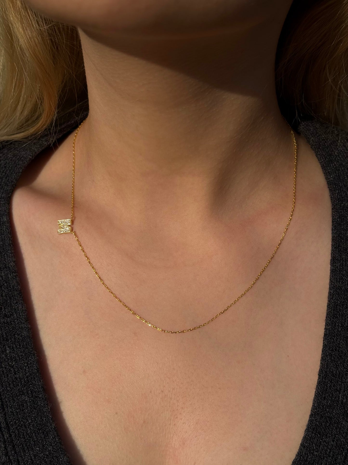 925 Gümüş | Yan Harf Kolye