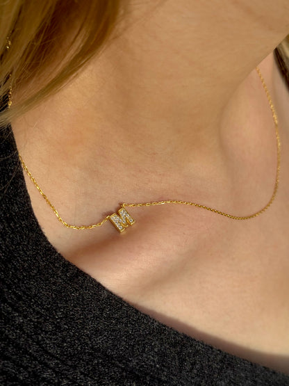 925 Gümüş | Yan Harf Kolye