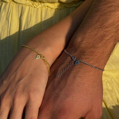 925 Gümüş | Harfli Çift Bilekliği (2 Adet)