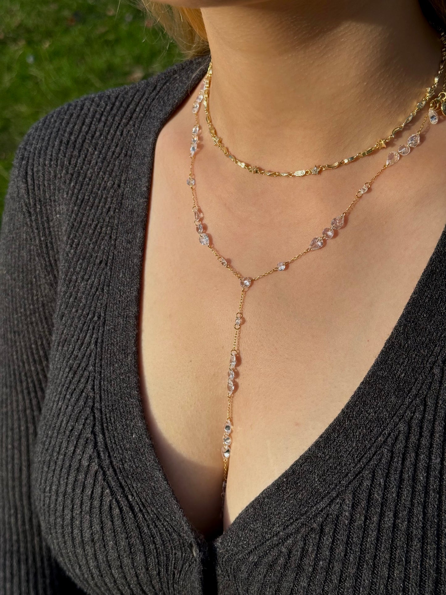 925 Gümüş | Kristal Taşlı Y Kolye