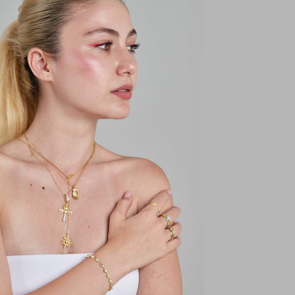 Scarab Ankh Kolye 14K Altın Kaplama 925 Gümüş Kolye