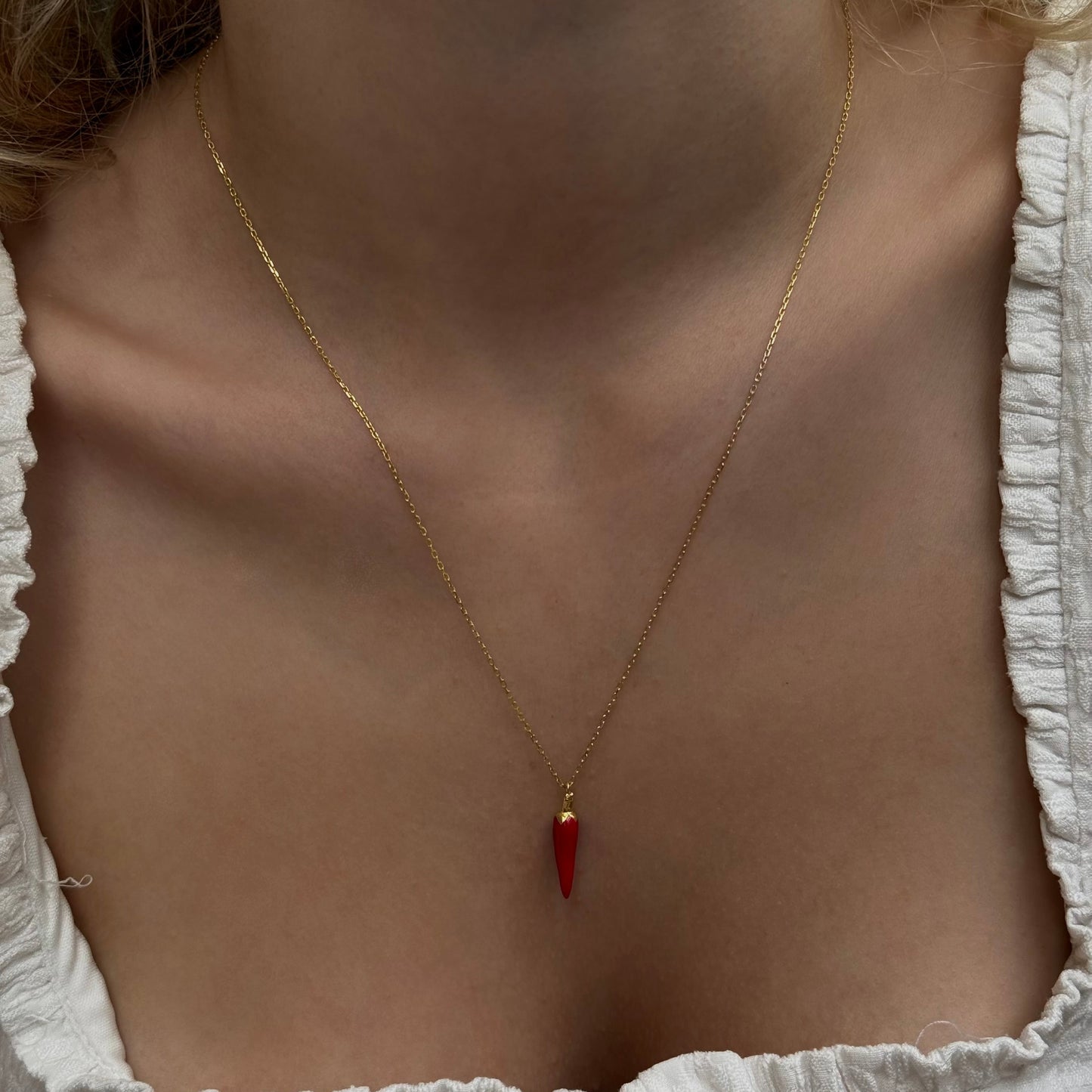 925 Gümüş | Kırmızı Biber Kolye