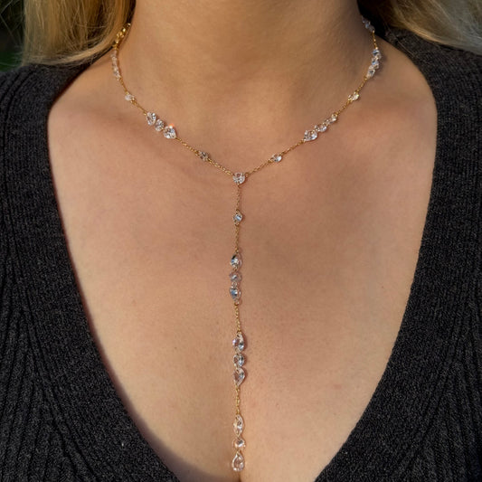 925 Gümüş | Kristal Taşlı Y Kolye