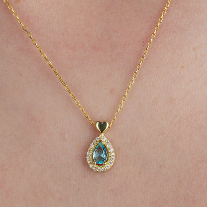 Birthstone Kolye 14K Altın Kaplama 925 Gümüş Kolye