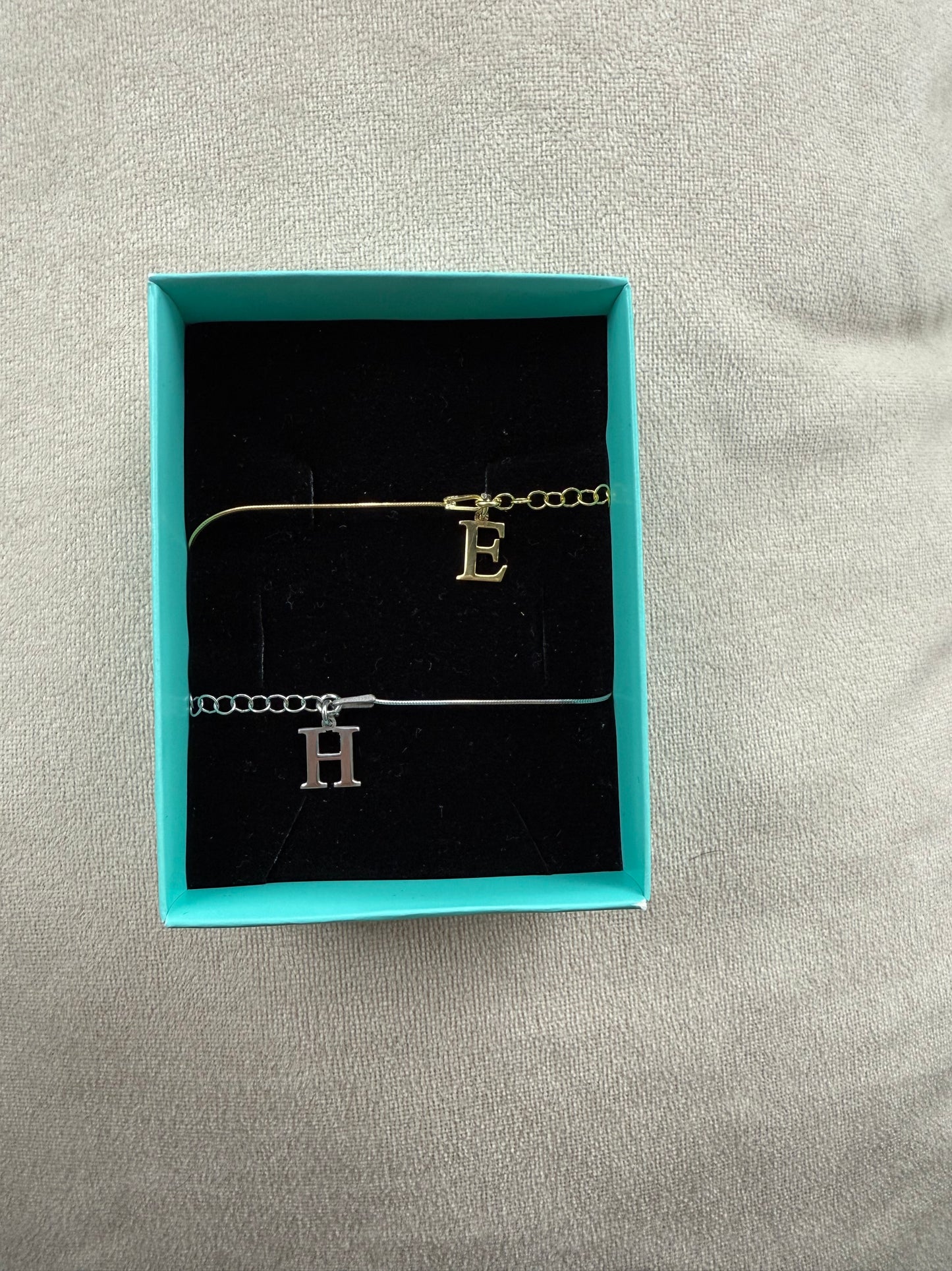 925 Gümüş | Harfli Çift Bilekliği (2 Adet)