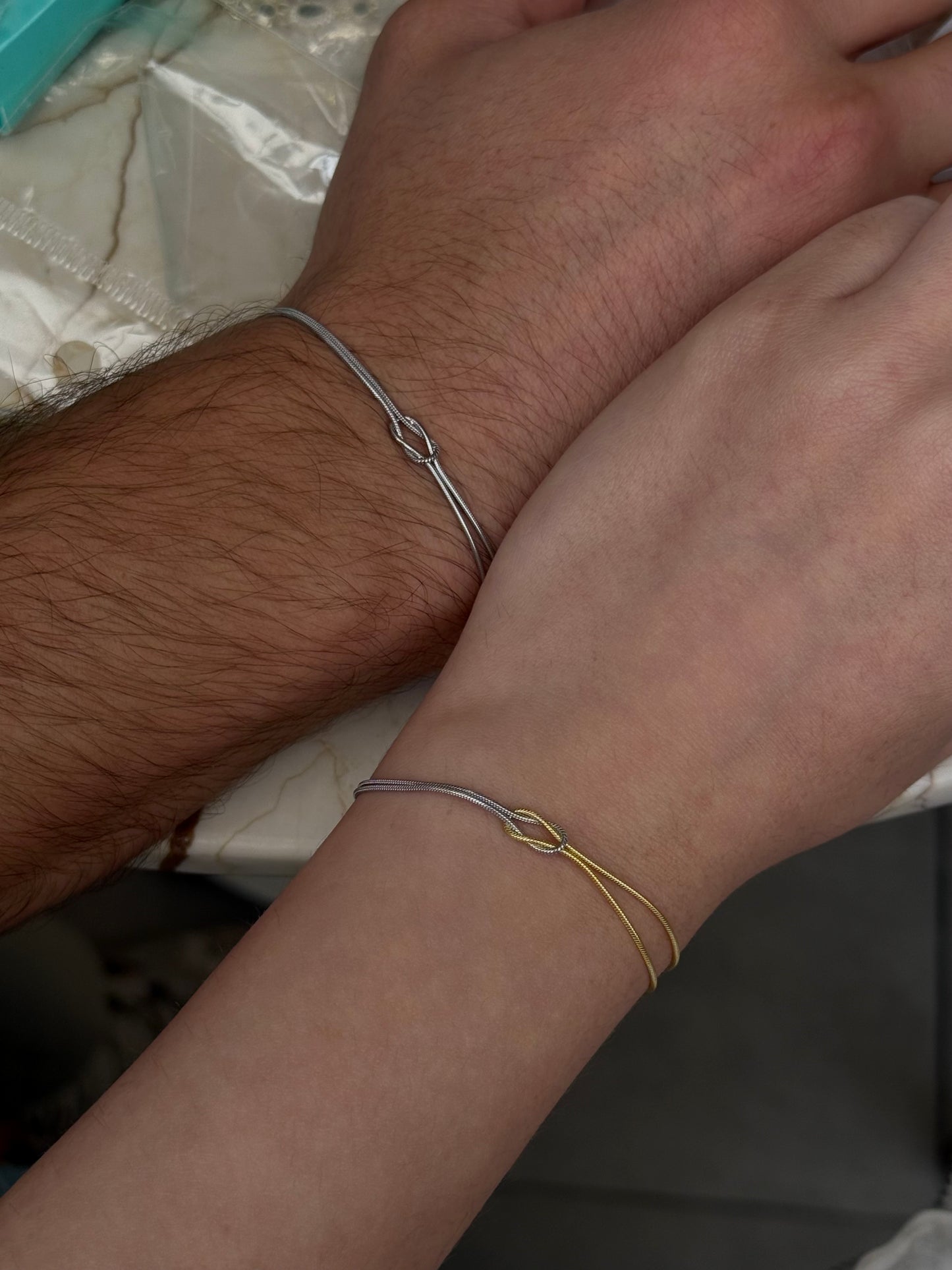 925 Gümüş | Düğüm Çift Bilekliği (2 Adet)