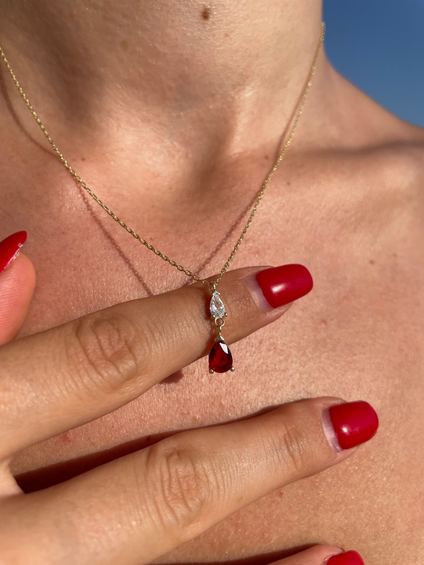 925 Gümüş | Minimal Damla Taş Kolye