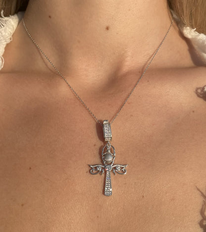 Scarab Ankh Kolye 14K Altın Kaplama 925 Gümüş Kolye