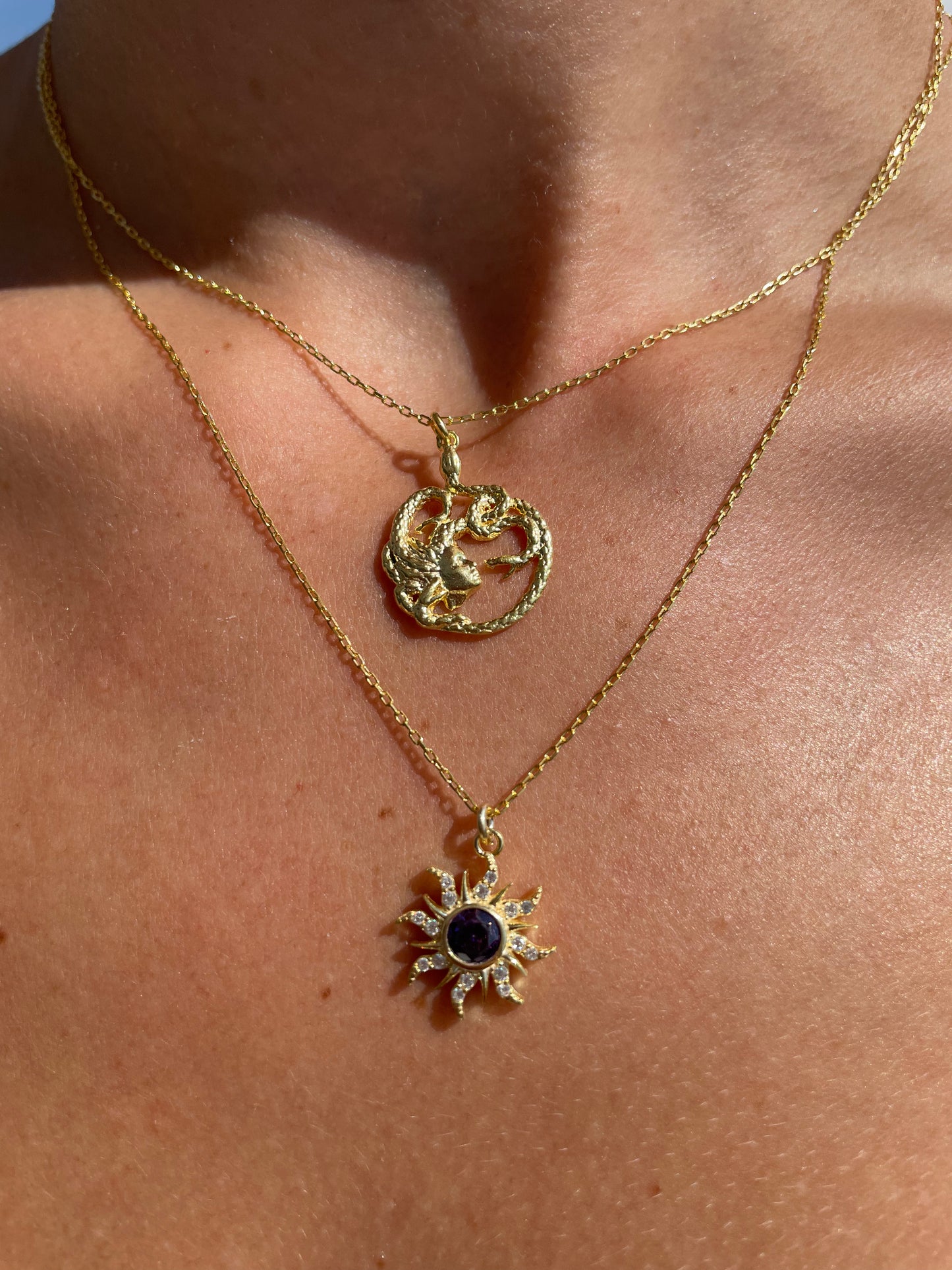 Medusa Yılan Kolye 14K Altın Kaplama 925 Gümüş Kolye