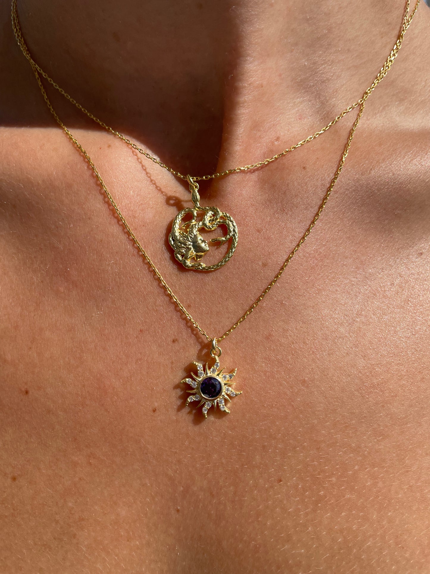 Medusa Yılan Kolye 14K Altın Kaplama 925 Gümüş Kolye