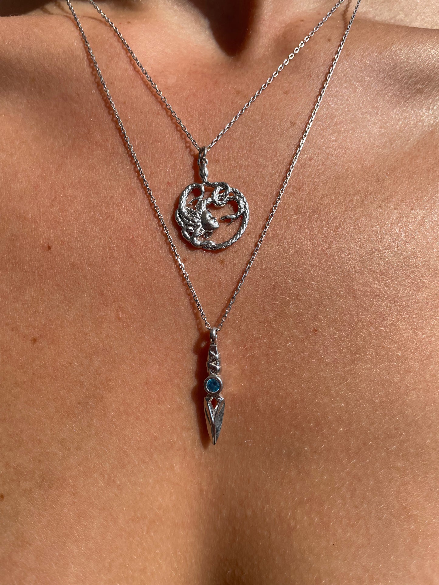 Medusa Yılan Kolye 14K Altın Kaplama 925 Gümüş Kolye