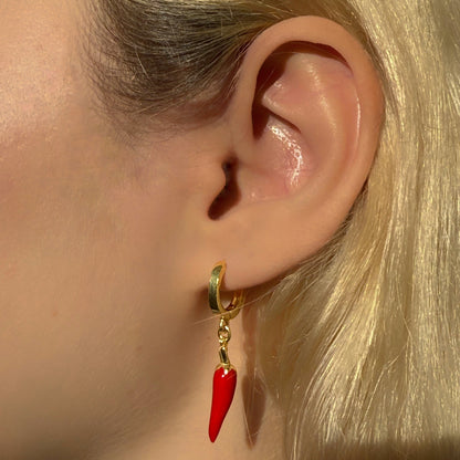 925 Gümüş | Kırmızı Biber Küpe