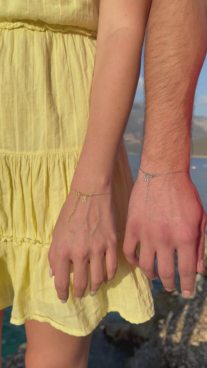 925 Gümüş | Harfli Çift Bilekliği (2 Adet)