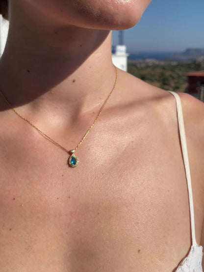 Birthstone Kolye 14K Altın Kaplama 925 Gümüş Kolye